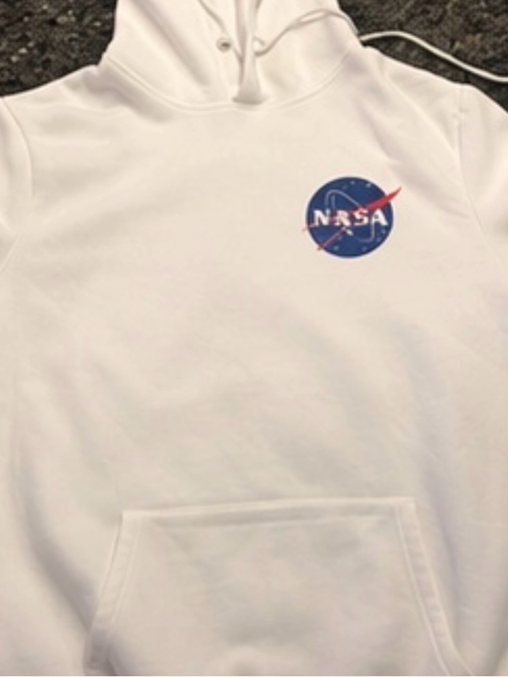 Kids White NASA-Style Logo Hoodie - Pullover Sweatshirt